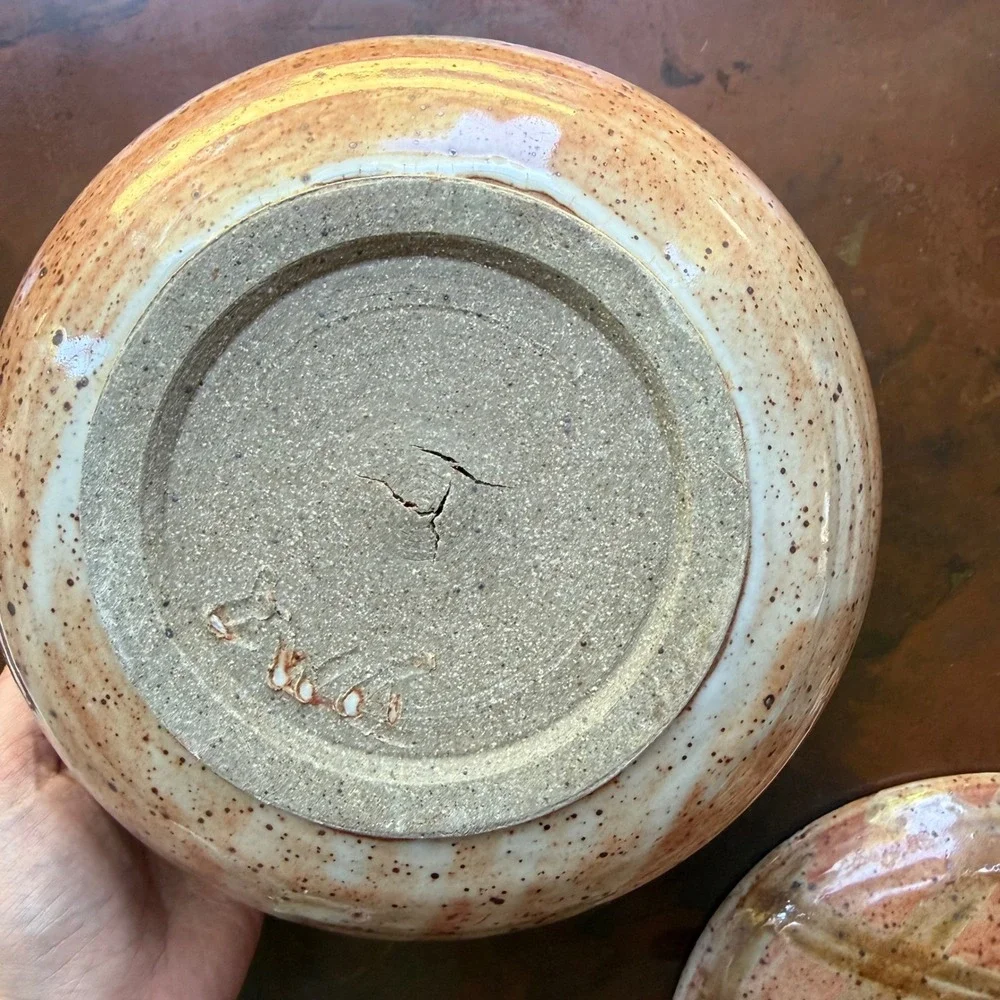 Vintage Studio Pottery Lidded Casserole Bowl Hand Thrown Stoneware Dish Handmade